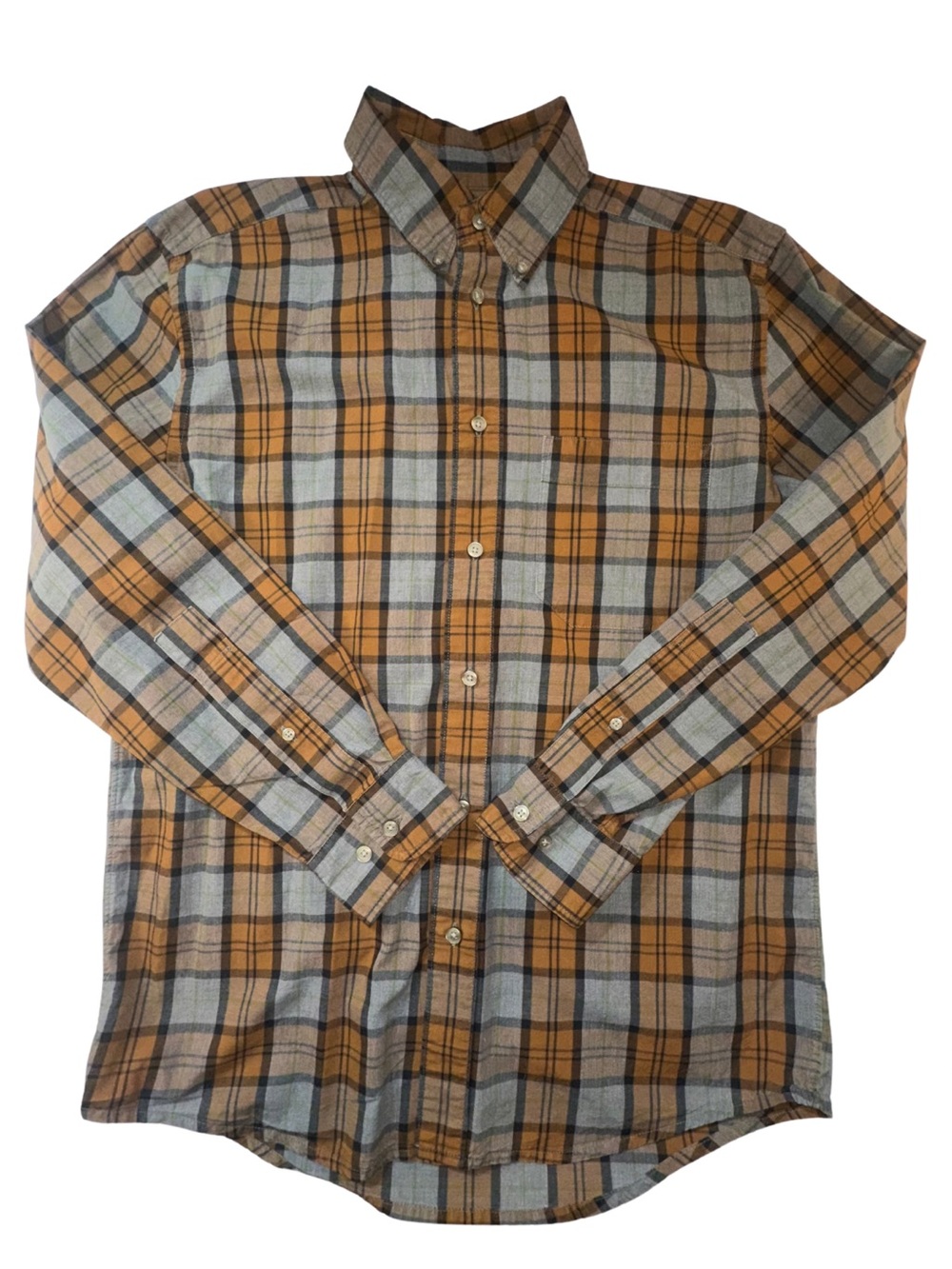 Filson Men’s Small Brown Gray Black Plaid Cotton Button Down Shirt